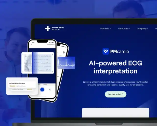 The redesigned Powerful Medical website on a laptop and phone