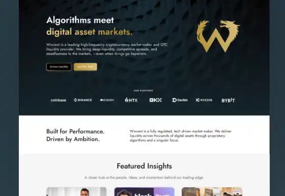 The Wincent website homepage